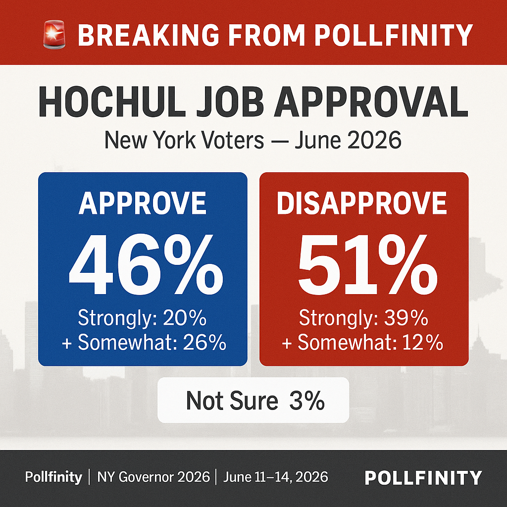 Hochul Job Approval — Approve 46%, Disapprove 51%, Strongly Disapprove 39%